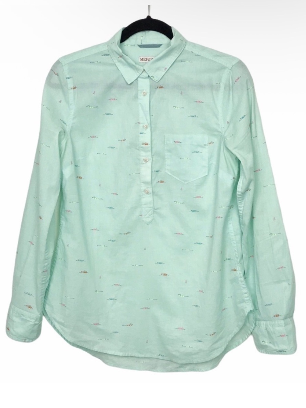 Merona Swimmer Print Button Front Poplin Shirt